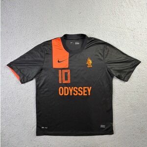 Netherlands UEFA Euro 2012 Nike Away Black Soccer Jersey #10 John KNVB Mens L